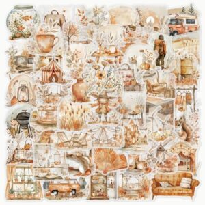 Őszi hangulat matrica, watercolour – 50 db / csomag